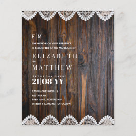 バジェット素朴ウッドレース結婚式招待状