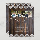 バジェット素朴ウッドレース結婚式招待状 (正面/裏面)