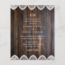 バジェット素朴ウッドレース結婚式招待状