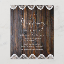 バジェット素朴ウッドレース結婚式招待状
