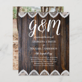 バジェット素朴ウッドレース結婚式招待状