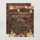 バジェット素朴ウッド秋のひまわり30th誕生日 (正面/裏面)