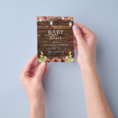 バジェット素朴ウッド秋ひまわり赤ちゃんシャワー チラシ (手)