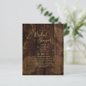 バジェット素朴ウッド金ゴールドブライダルシャワー招待状 (スタンド正面)