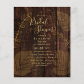 バジェット素朴ウッド金ゴールドブライダルシャワー招待状 (正面)