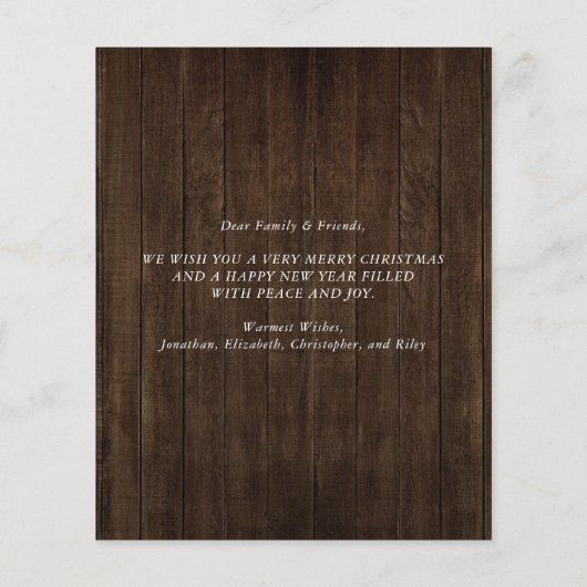 バジェット素朴ウッド3写真クリスマスオーナメントカード (裏面)