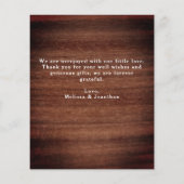 バジェット素朴ウッド5フォト新生児サンキューカード (裏面)