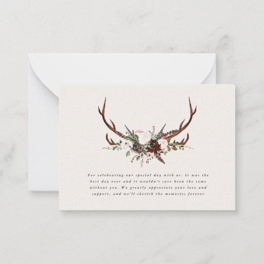 バジェット素朴エレガントな感謝していウェディング ノートカード (裏面)