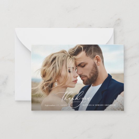 バジェット素朴エレガントな感謝していウェディング ノートカード (正面)