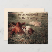 バジェット素朴カウカントリーおもしろいファーム移動カード (正面/裏面)