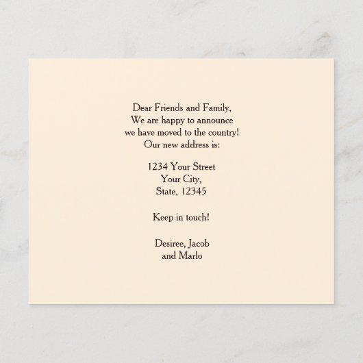 バジェット素朴カウカントリーおもしろいファーム移動カード (裏面)