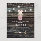 バジェット素朴カップルシャワーメイソンジャー招待状 (正面)