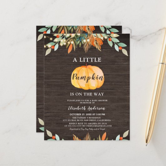 バジェット素朴カボチャの文字列ライト赤ちゃんシャワー (正面/裏面インサイチュ)