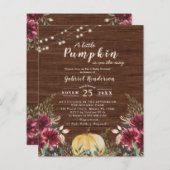 バジェット素朴カボチャ赤ちゃんシャワーライト招待状 (正面/裏面)