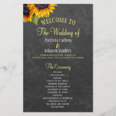 バジェット素朴カントリーひまわり結婚式プログラム チラシ (正面)