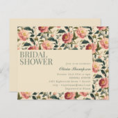 バジェット素朴カントリーフラワーブライダルシャワー招待状 (正面/裏面)