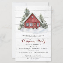 バジェット素朴キャビンクリスマスパーティの招待状