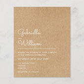 バジェット素朴クラフトミニマル結婚式招待状 (正面)