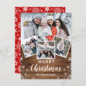 バジェット素朴クリスマスウッド4 PHOTOホリデーカード ポストカード (正面/裏面)