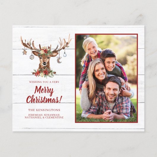 バジェット素朴クリスマス鹿オーナメント写真 (正面)