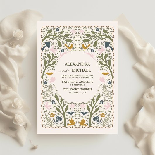 バジェット素朴グリーンウッドランド結婚ファーン チラシ