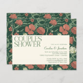 バジェット素朴グリーンフローラカップルシャワー招待状 (正面/裏面)