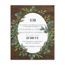 バジェット素朴グリーンリーブウッドランドウェディング招待
