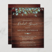 バジェット素朴グリーンリーブライダルシャワー招待 (正面/裏面)