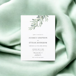 バジェット素朴グリーンリー結婚オリーブ インビテーションポストカード