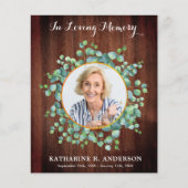 バジェット素朴グリーンリー葬儀サンキューカード (正面)