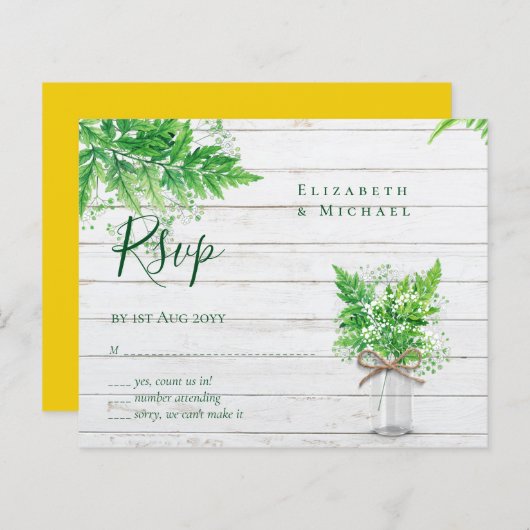 バジェット素朴グリーンリーRSVPファーン葉ズ (正面/裏面)