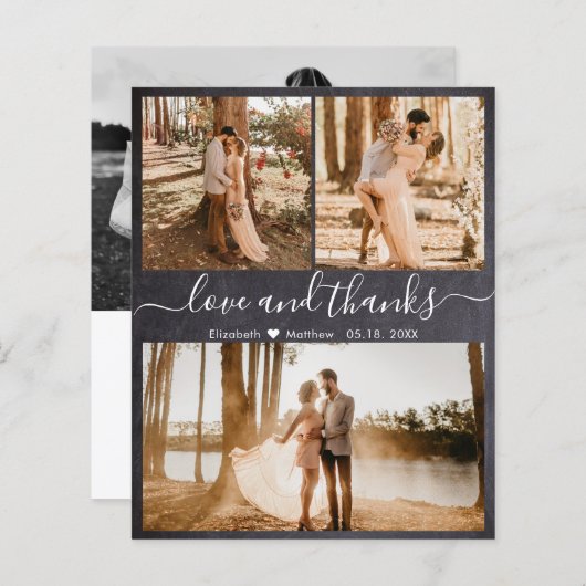 バジェット素朴コラージュ結婚のサンキュー紙 (正面/裏面)