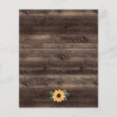 バジェット素朴サンフラワーウッドブライダルシャワー招待状 (裏面)