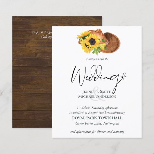 バジェット素朴サンフラワーサザン結婚ズ (正面/裏面)