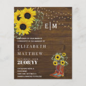 バジェット素朴サンフラワーズジプソフィラ結婚式の招待 (正面)