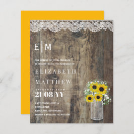 バジェット素朴サンフラワーズジプソフィラ結婚式の招待