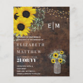 バジェット素朴サンフラワーズジプソフィラ結婚式の招待 (正面)