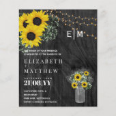 バジェット素朴サンフラワーズジプソフィラ結婚式の招待 (正面)