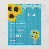 バジェット素朴サンフラワーズジプソフィラ結婚式の招待 (正面)