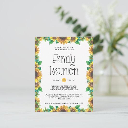 バジェット素朴サンフラワーズファミリー懇親会招待状 招待状 (スタンド正面)