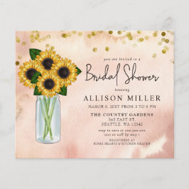 バジェット素朴サンフラワーズブライダルシャワー招待