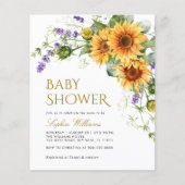 バジェット素朴サンフラワーズベビーシャワー招待状 (正面)