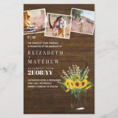 バジェット素朴サンフラワーズメイソンジャールウェディング招待 (正面)