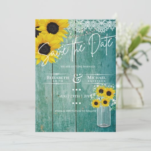 バジェット素朴サンフラワーズレースメイソンジャー結婚ズ (スタンド正面)