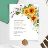 バジェット素朴サンフラワーズ&ラベンダーウェディング招待
