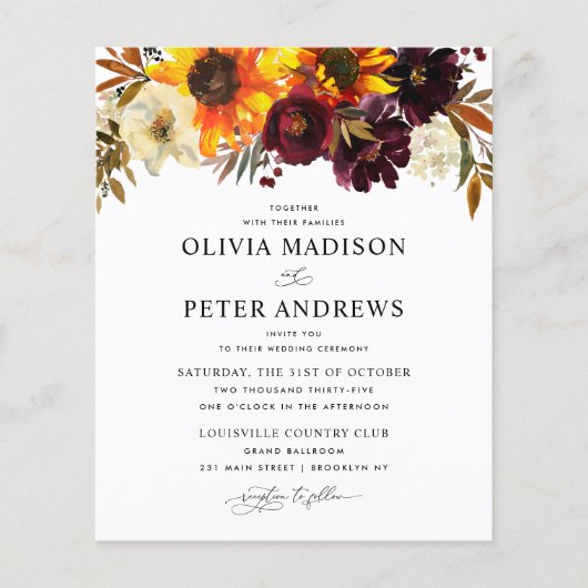 バジェット素朴サンフラワーブルゴーニュ結婚フローラ (正面)