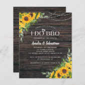 バジェット素朴サンフラワーユーカリプトゥスI do BBQ招待状 (正面/裏面)