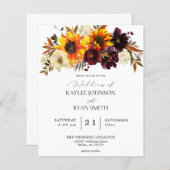 バジェット素朴サンフラワー&バーガンディフローラズ結婚 (正面/裏面)