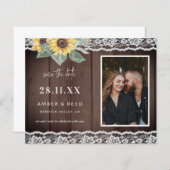 バジェット素朴サンフラワー&レース写真の日付を保存 (正面/裏面)