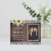 バジェット素朴サンフラワー&レース写真の日付を保存 (スタンド正面)